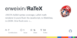 RaTeX：纯 Rust 实现的 KaTeX 兼容 LaTeX 渲染引擎，跨平台 0 依赖-枫选