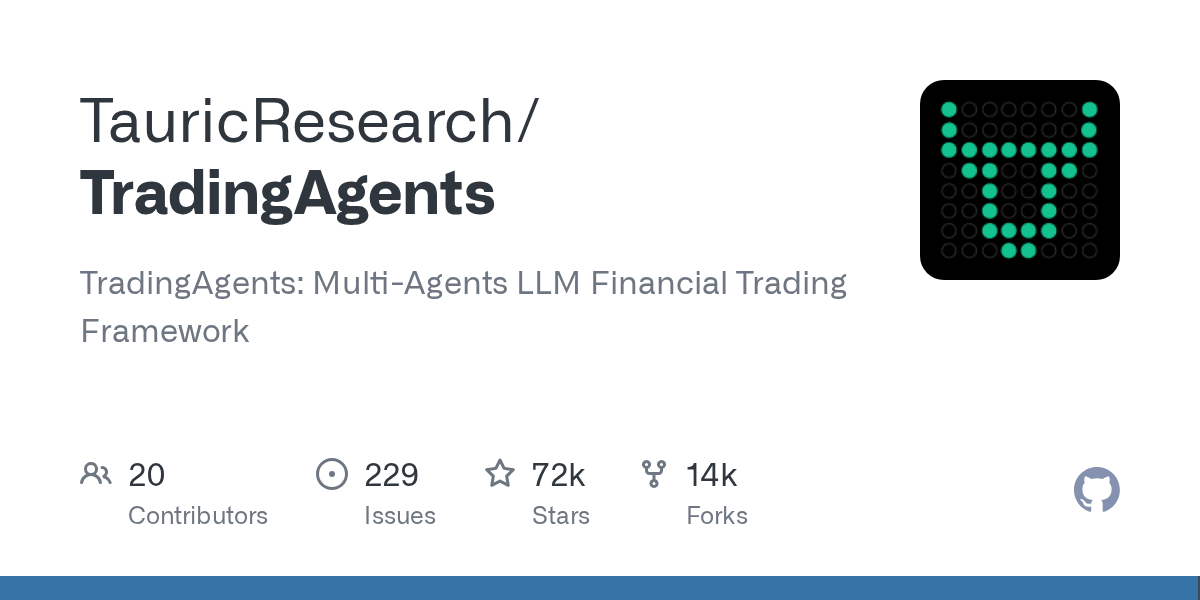 GitHub本周最火的项目之一,TradingAgents在短短时间内获得了超过7万星标,成为多Agent AI应用领域的标杆项目。这个基于大语言模型的多Agent金融交易框架,让"AI炒股"从概念走向了可实验的开源工具。 项目简介 TradingAgents是一个开源的多Agent金融交易分析框架,核心思路是让多个AI Agent各司其职,协同完成金融市场的分析和交易决策。项目地址:GitHub - TauricResearch/TradingAgents 架构设计 TradingAgents的设计借鉴了真实金融交易团队的分工模式,将不同职责分配给不同的Agent: 分析师Agent:负责分析市场数据、财报、新闻等信息,产出分析报告。 研究员Agent:深入研究特定行业或公司,提供基本面分析。 交易员Agent:根据分析结果制定交易策略和执行计划。 风控Agent:评估交易风险,设置止损和仓位控制。 决策Agent:综合各方意见,做出最终交易决策。 这种多Agent协作的模式,模拟了真实对冲基金的决策流程。每个Agent可以使用不同的LLM模型,甚至可以使用同一模型的不同温度参数来产生多样化的观点。 使用场景 学术研究 TradingAgents是研究多Agent系统在金融领域应用的优秀平台。研究人员可以修改Agent的提示词、调整协作机制、测试不同的决策算法。 策略回测 框架支持接入历史市场数据,可以用来回测AI交易策略的表现。这对于量化交易团队评估AI辅助决策的价值很有帮助。 学习和教育 对于想了解AI在金融领域应用的开发者,TradingAgents是一个很好的学习项目。代码结构清晰,文档完善,适合上手研究。 安装和运行 # 克隆项目 git clone https://github.com/TauricResearch/TradingAgents.git cd TradingAgents # 安装依赖 pip install -r requirements.txt # 配置API密钥 cp .env.example .env # 编辑 .env 文件,填入 OpenAI API key 重要风险提示 ⚠️ 以下几点需要特别注意: 不要用真金白银:TradingAgents是一个研究和实验框架,不是成熟的交易系统。绝对不要用它来做实盘交易。 AI不是万能的:金融市场受到无数因素影响,AI模型无法预测黑天鹅事件、政策变化、市场情绪等非理性因素。 回测不等于实盘:在历史数据上表现好的策略,在真实交易中可能完全失败(过拟合问题)。 合规风险:在某些司法管辖区,使用AI进行自动化交易可能受到监管限制。 同类项目参考 如果你对AI+金融感兴趣,还可以关注以下项目: FinRL:深度强化学习金融交易框架 Qlib:微软开源的量化投资平台 GPT-Financial-Analyst:基于GPT的财务分析工具 来源: GitHub - TauricResearch/TradingAgents - 枫选-枫选