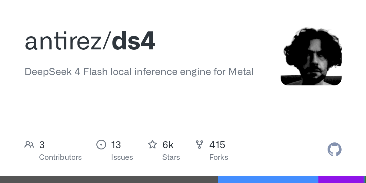 antirez开源ds4：在Mac上本地运行DeepSeek V4 Flash推理引擎，6000星项目实战 - 枫选-枫选