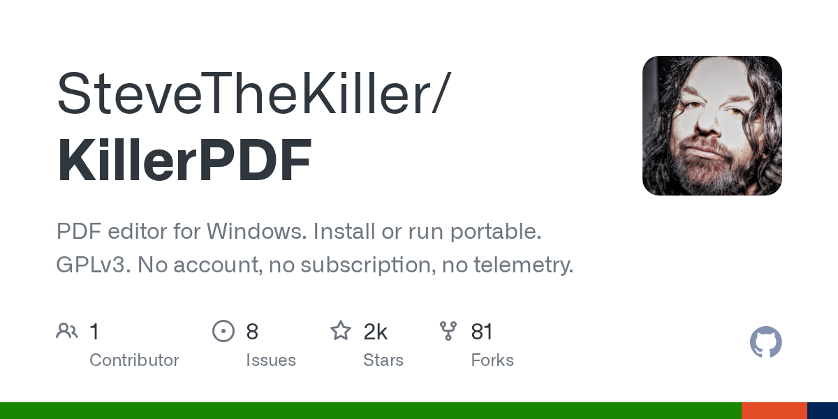 KillerPDF：免费开源 PDF 编辑器，6MB 单文件替代 Adobe Acrobat - 枫选-枫选