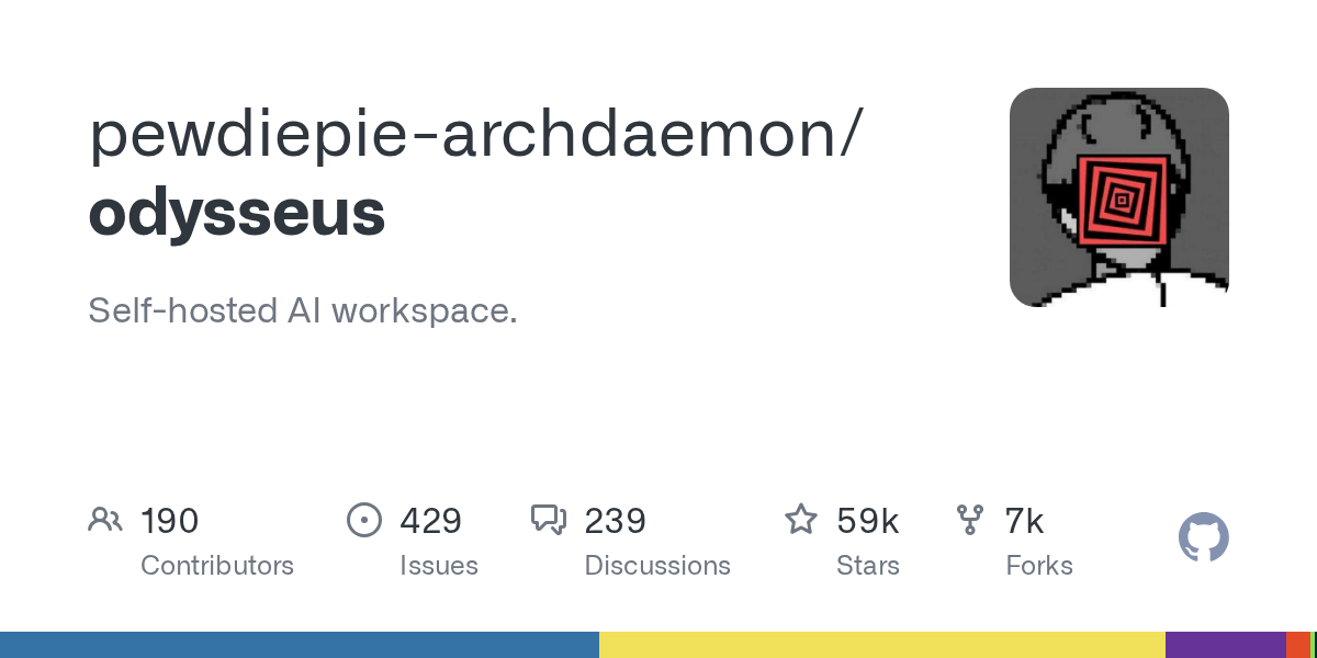 Odysseus:PewDiePie出品的自托管AI工作空间,59000星,一站式替代ChatGPT - 枫选-枫选